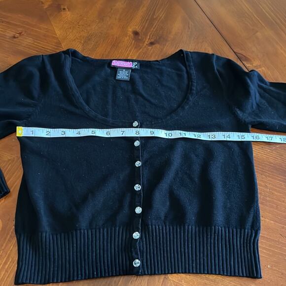 Say What? Size S Black Cropped Cardigan Sweater Size Small - Picture 7 of 8